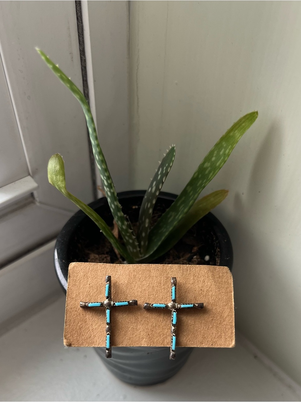 Zuni turquoise cross earrings